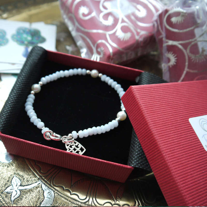 Chalzedonarmband mit Silberherz