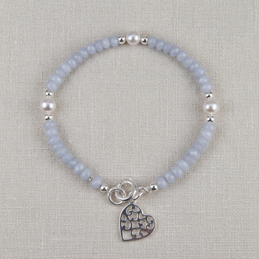 Chalzedonarmband mit Silberherz