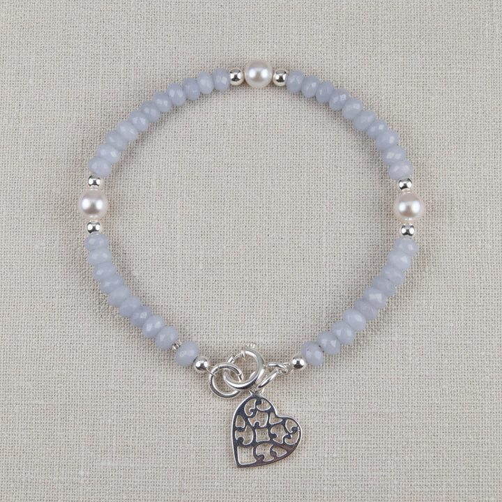 Chalzedonarmband mit Silberherz