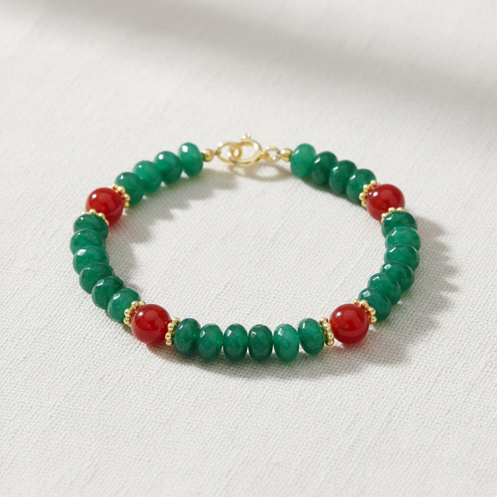 Armband mit grüner Jade und rotem Aventurin