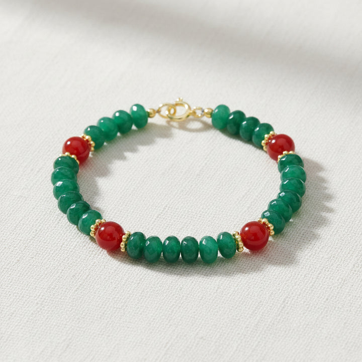 Armband mit grüner Jade und rotem Aventurin