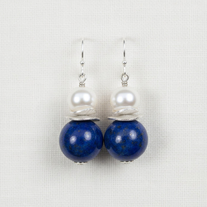 Ohrhänger Lapislazuli und Perle, echt Silber – Perlotte Schmuck