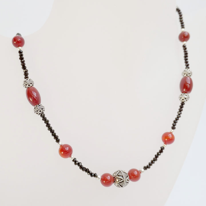 Edelsteinkette mit Karneol und echt Silber