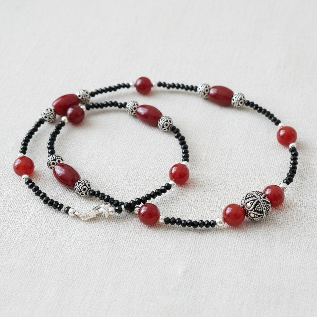 Edelsteinkette mit Karneol und echt Silber