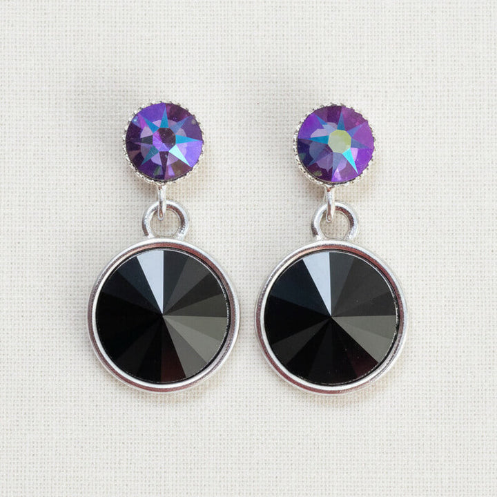 Kristall-Ohrstecker Schwarz und Peacock mit Swarovski-Kristallen, versilbert – Perlotte Schmuck