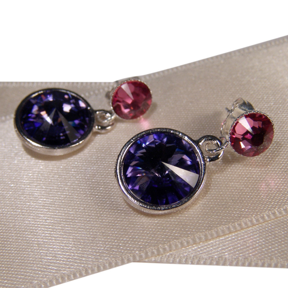 Ohrstecker Blauviolett und Rosa, handgefertigt bei Perlotte Schmuck