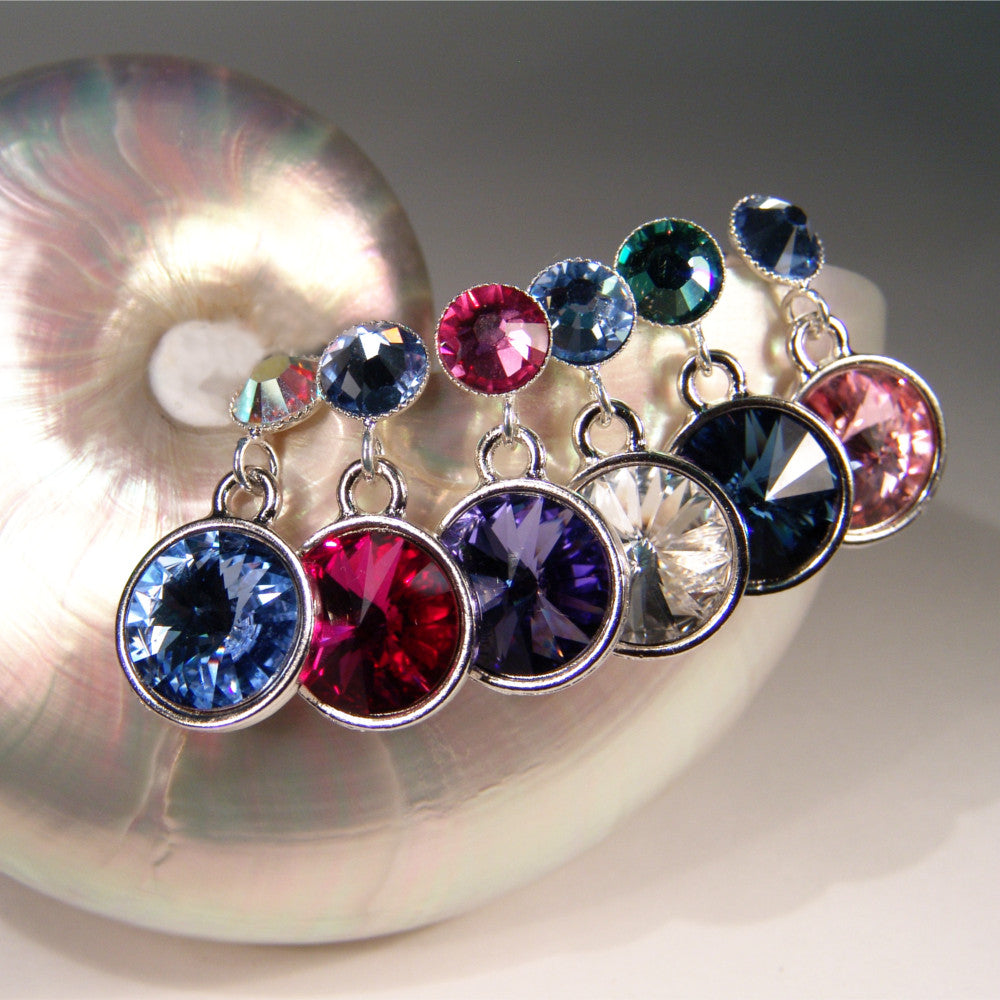 Kristall-Ohrstecker mit Swarovski Kristallen in vielen Farbkombinationen