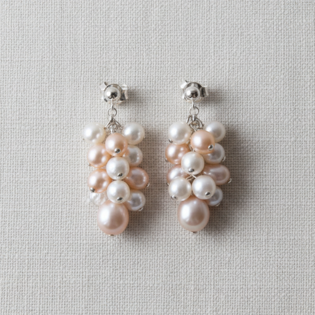 Ohrringe Perlentrauben in Weiß, Rose, Creme