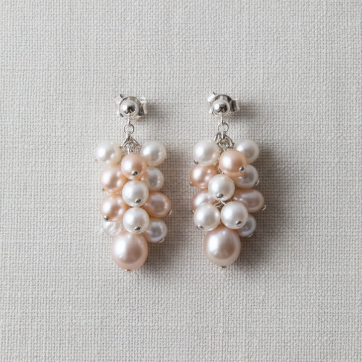 Ohrringe Perlentrauben in Weiß, Rose, Creme