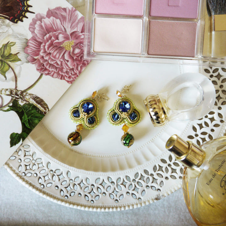 Soutache Ohrringe mit Muranoglas-Perlen