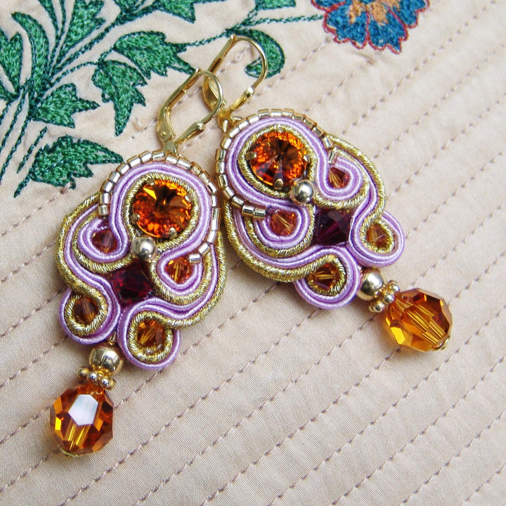 Soutache Ohrringe in Cognac 