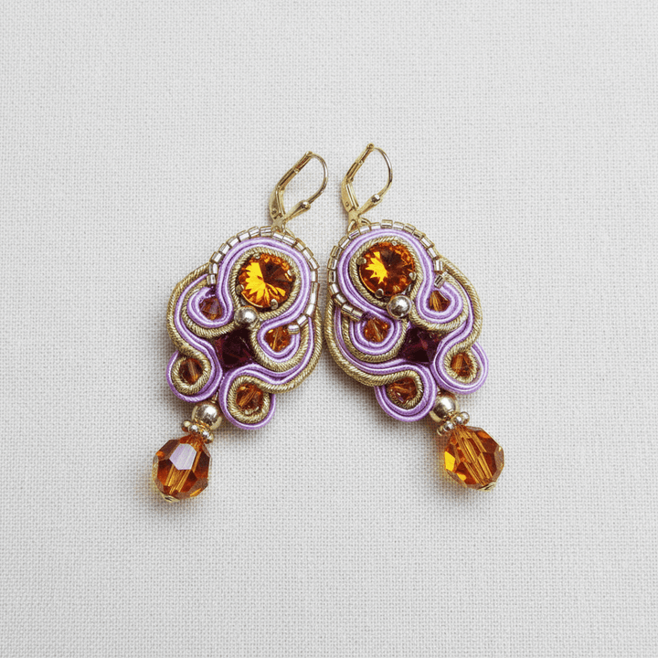 Rötlich-Goldene Soutache-Ohrringe 