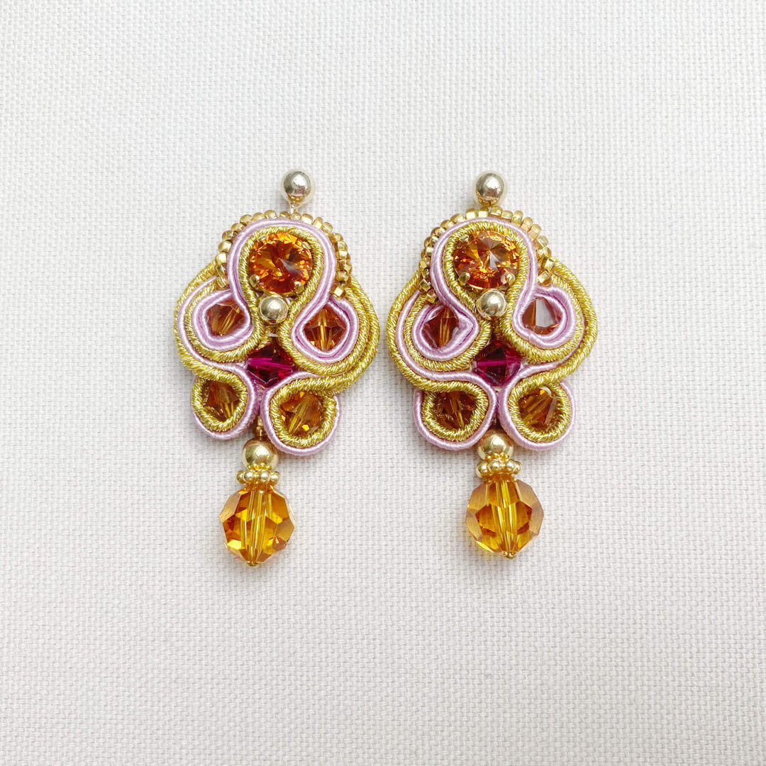 Soutache-Ohrringe Topas-Rot