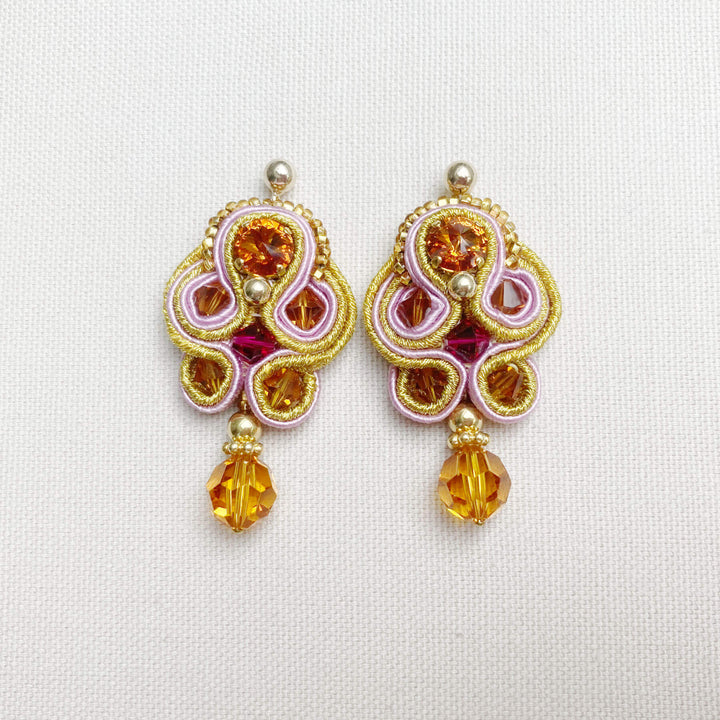 Soutache-Ohrringe Topas-Rot