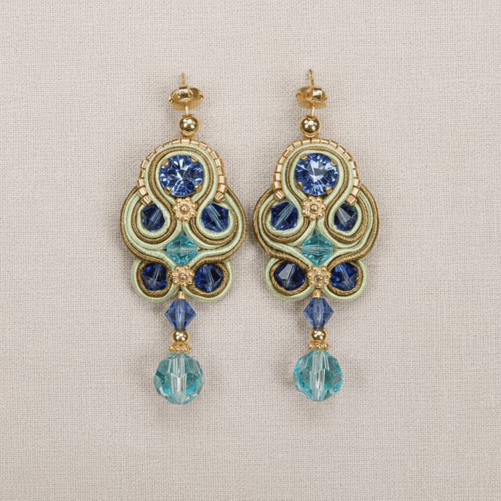 Soutache-Ohrhänger in Blau-Grün
