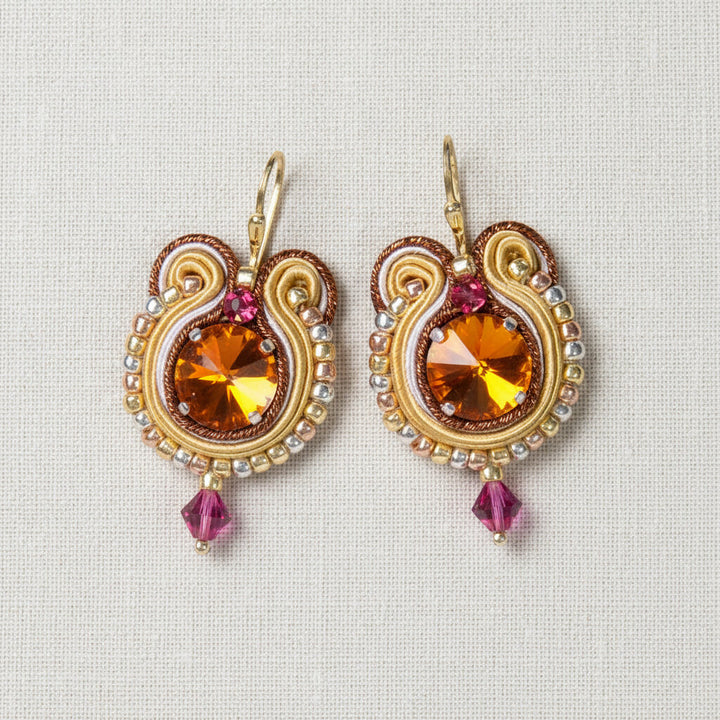 Soutache Ohrringe in Fuchsia und Orange