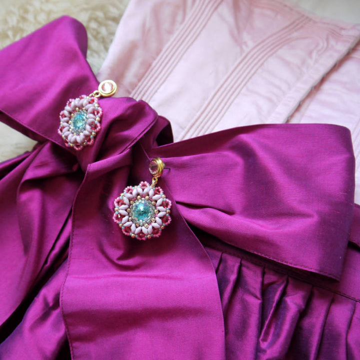 Ohrringe mit Rosa Rocailles zum Dirndl