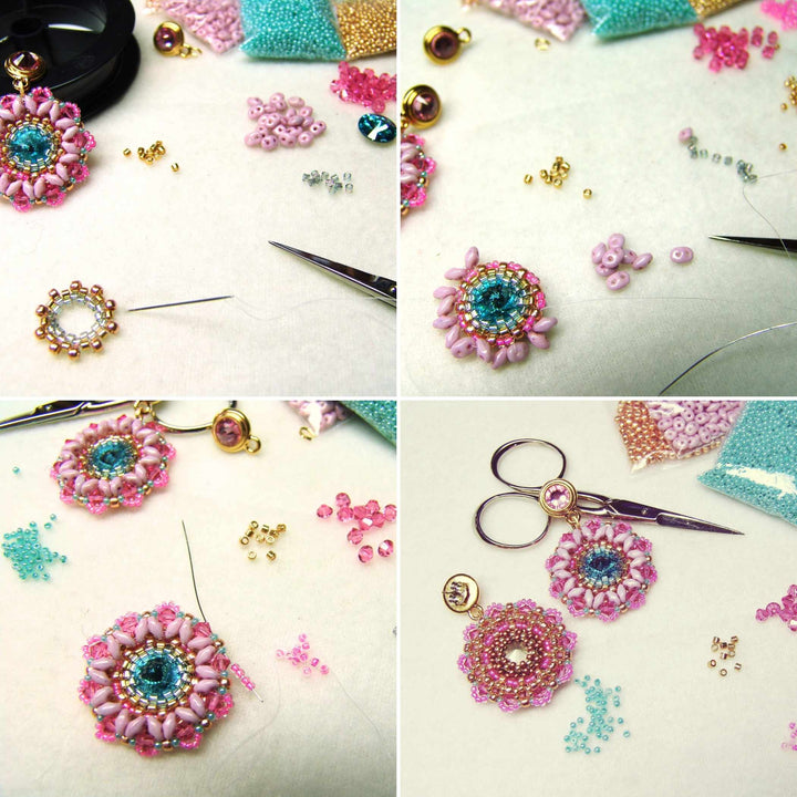 Rosa Perlenohrringe mit Swarovski Kristallen  - Making of 