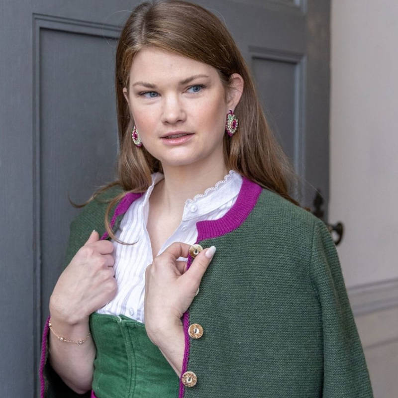 Runde Soutache-Ohrringe in Fuchsia-Grün