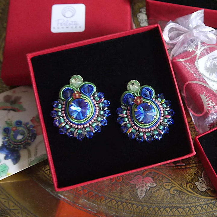 Runde Soutache Ohrringe in Blau 