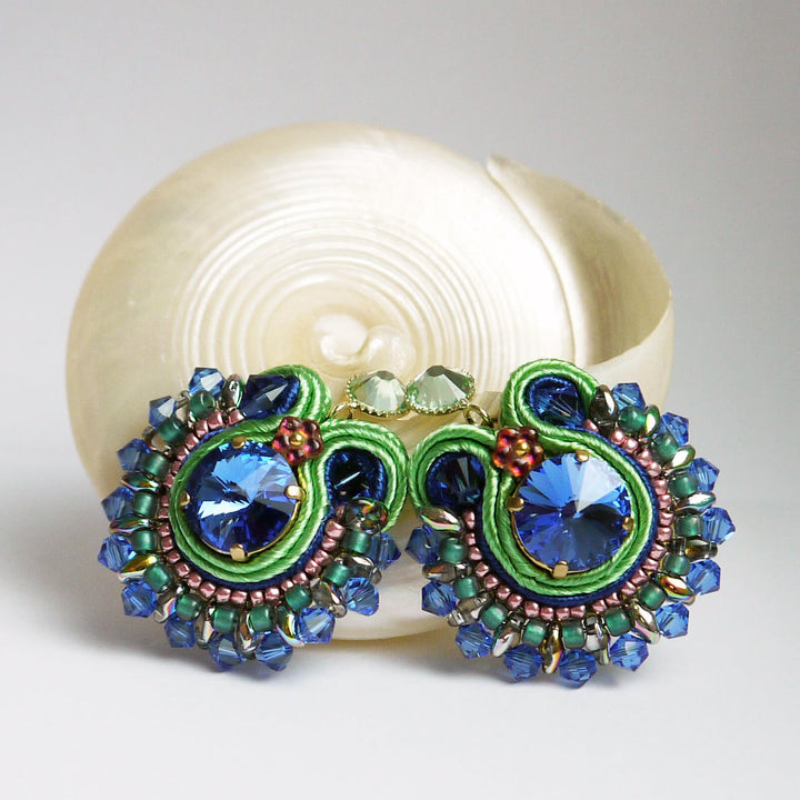 Runde Soutache Ohrringe in Blau 