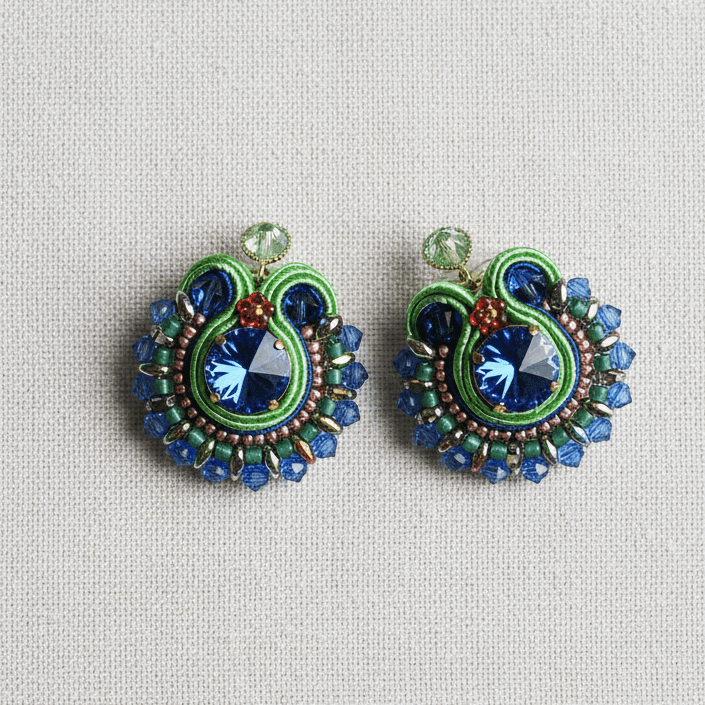 Runde Soutache Ohrringe in Blau 