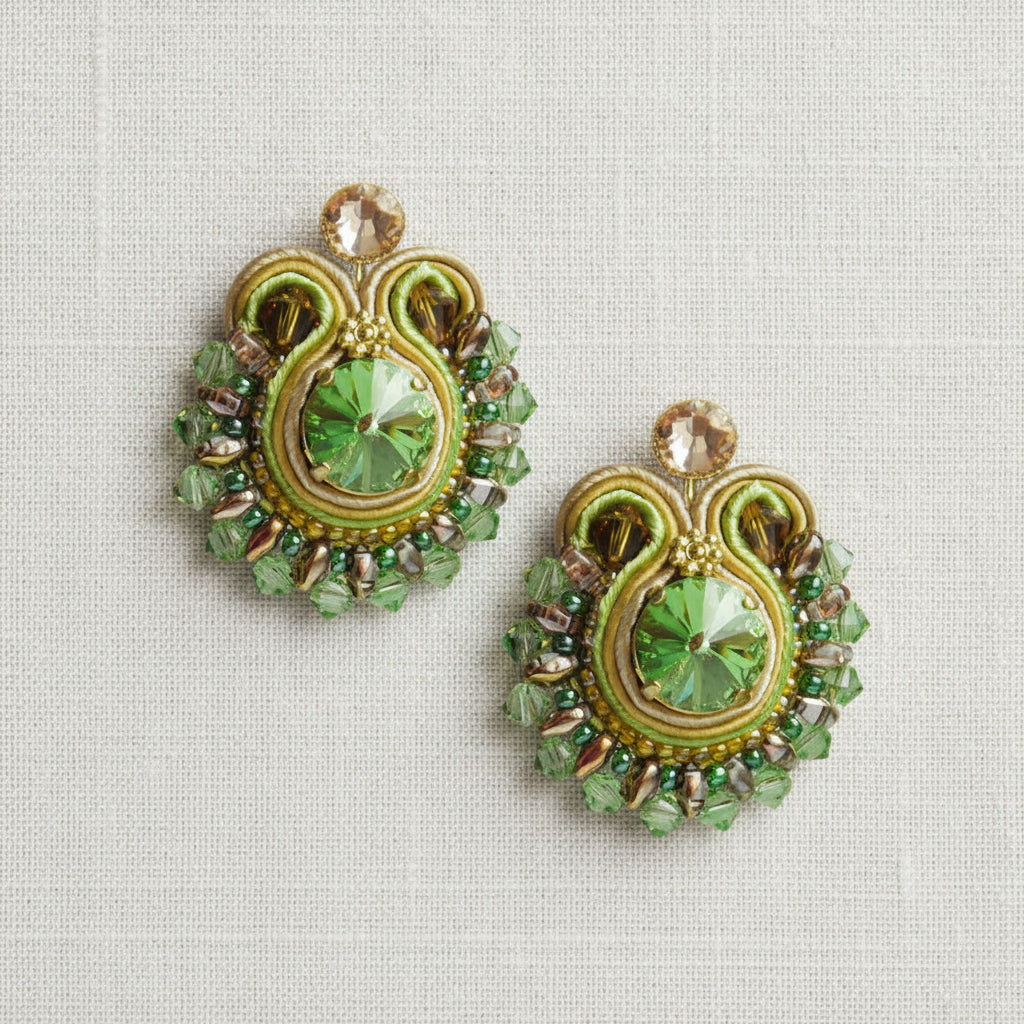 Runde Soutache Ohrringe Grün