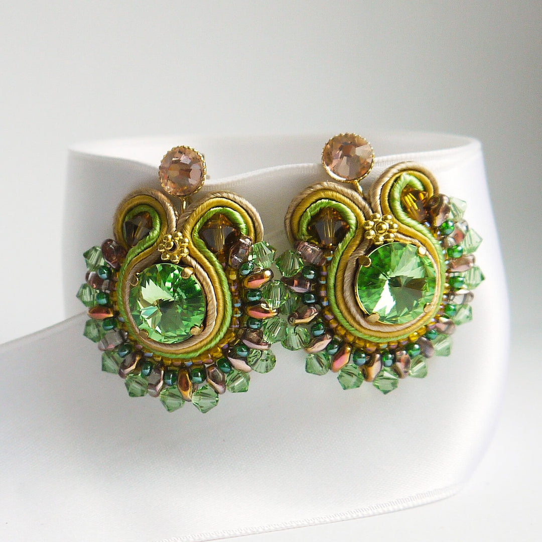 Runde Soutache Ohrringe Grün