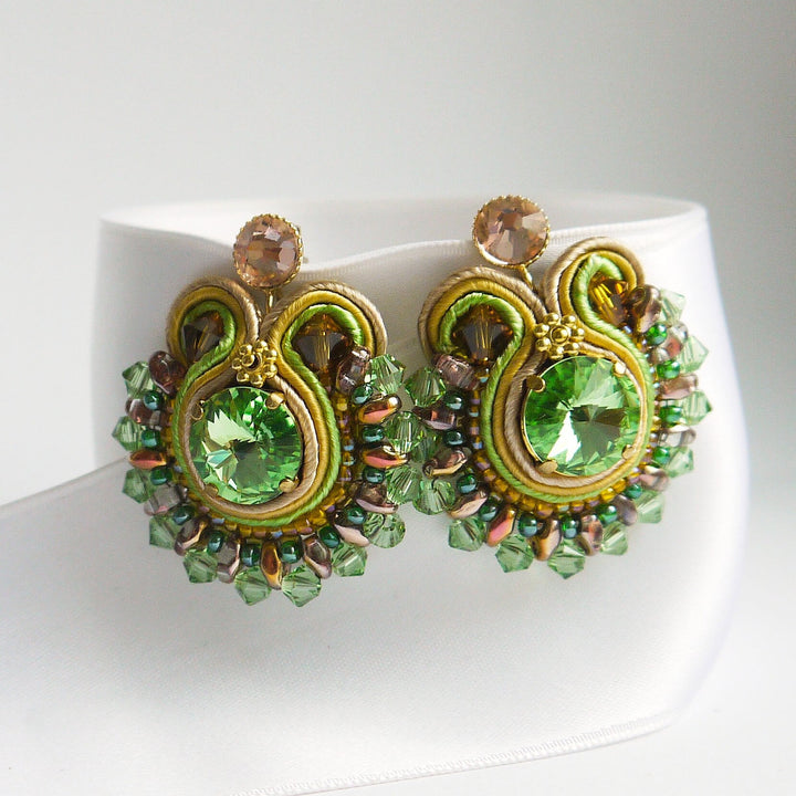 Runde Soutache Ohrringe Grün