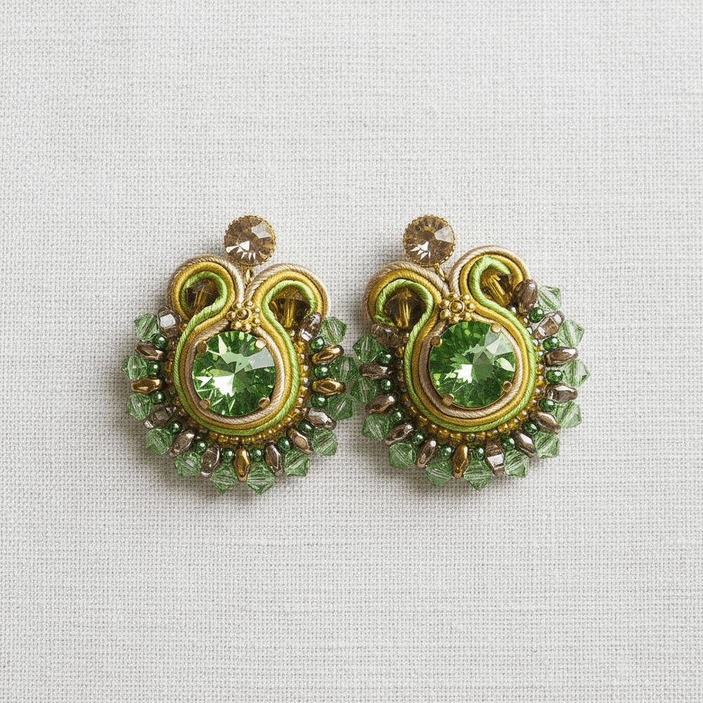Runde Soutache Ohrringe Grün