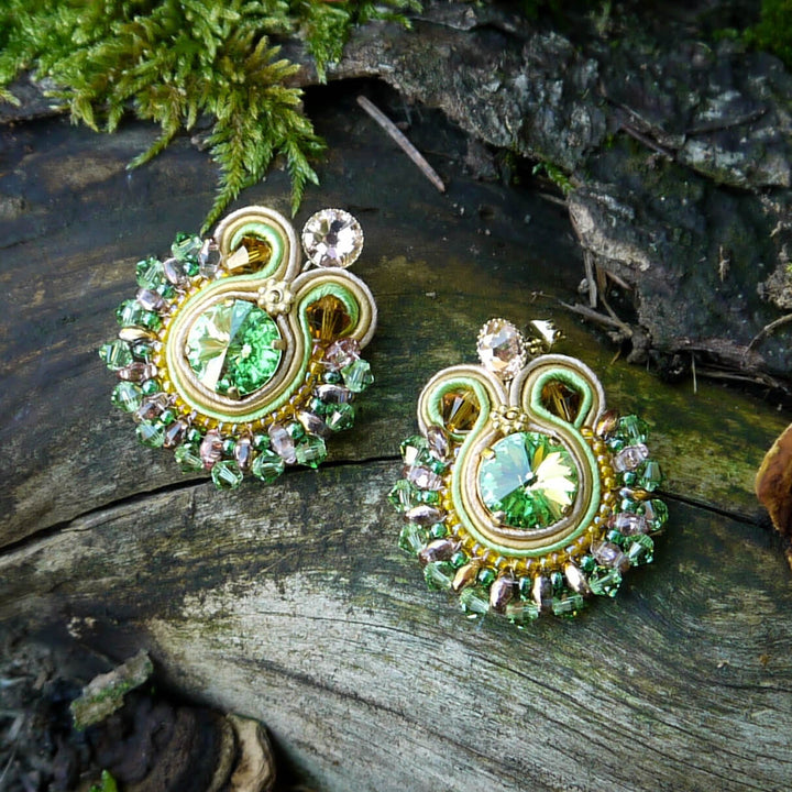 Runde Soutache Ohrringe Grün