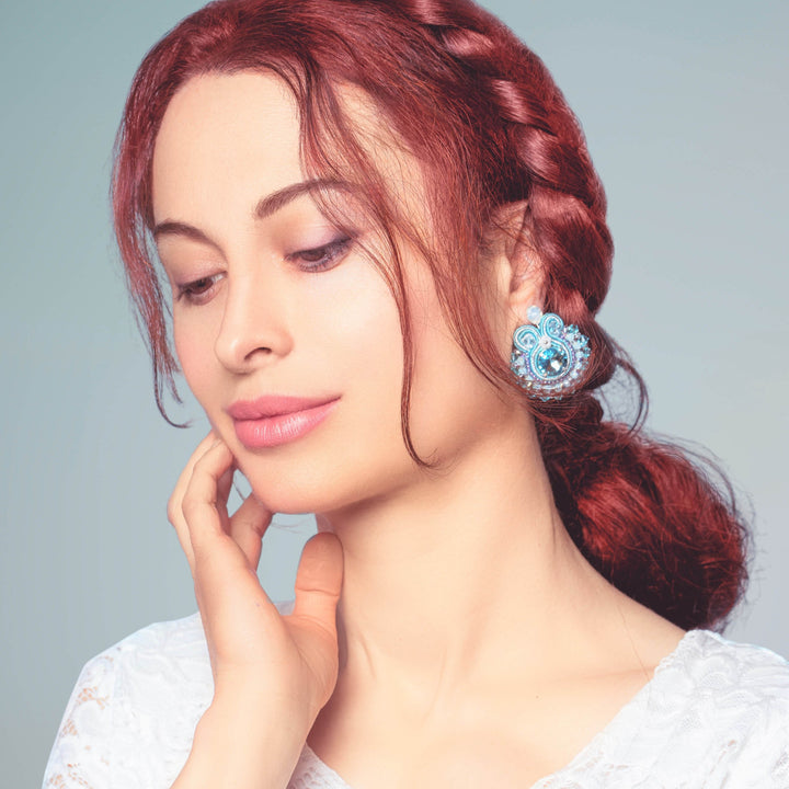 Runde Soutache Ohrringe  mit Swarovski Kristallen