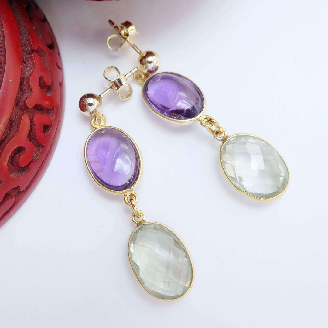 Ohrhänger Edelstein-Duo Amethyst und Citrin