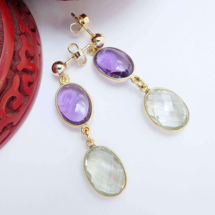 Ohrhänger Edelstein-Duo Amethyst und Citrin