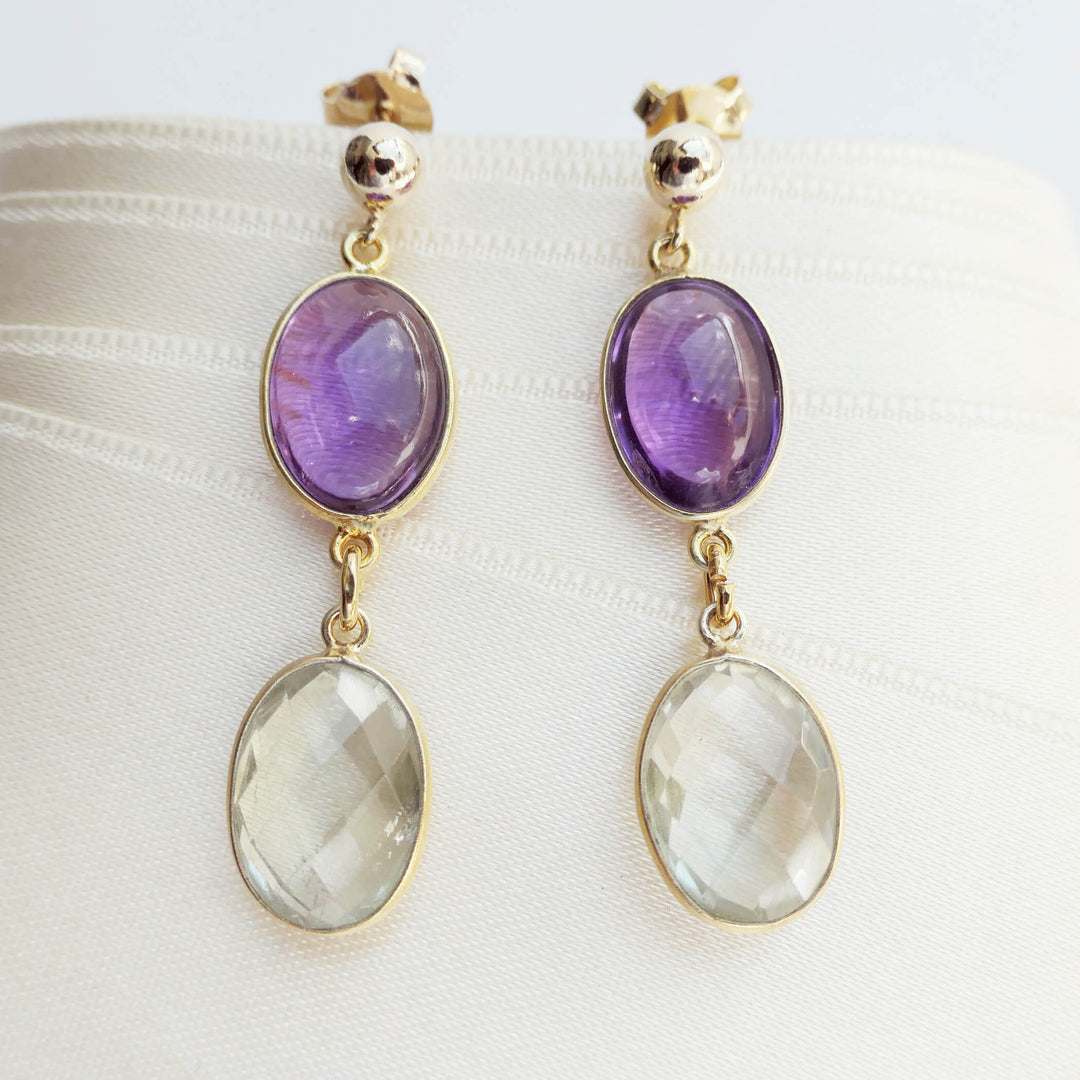 Ohrhänger Edelstein-Duo Amethyst und Citrin