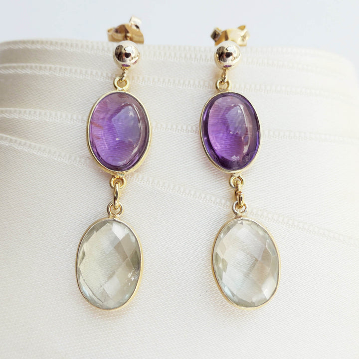 Ohrhänger Edelstein-Duo Amethyst und Citrin
