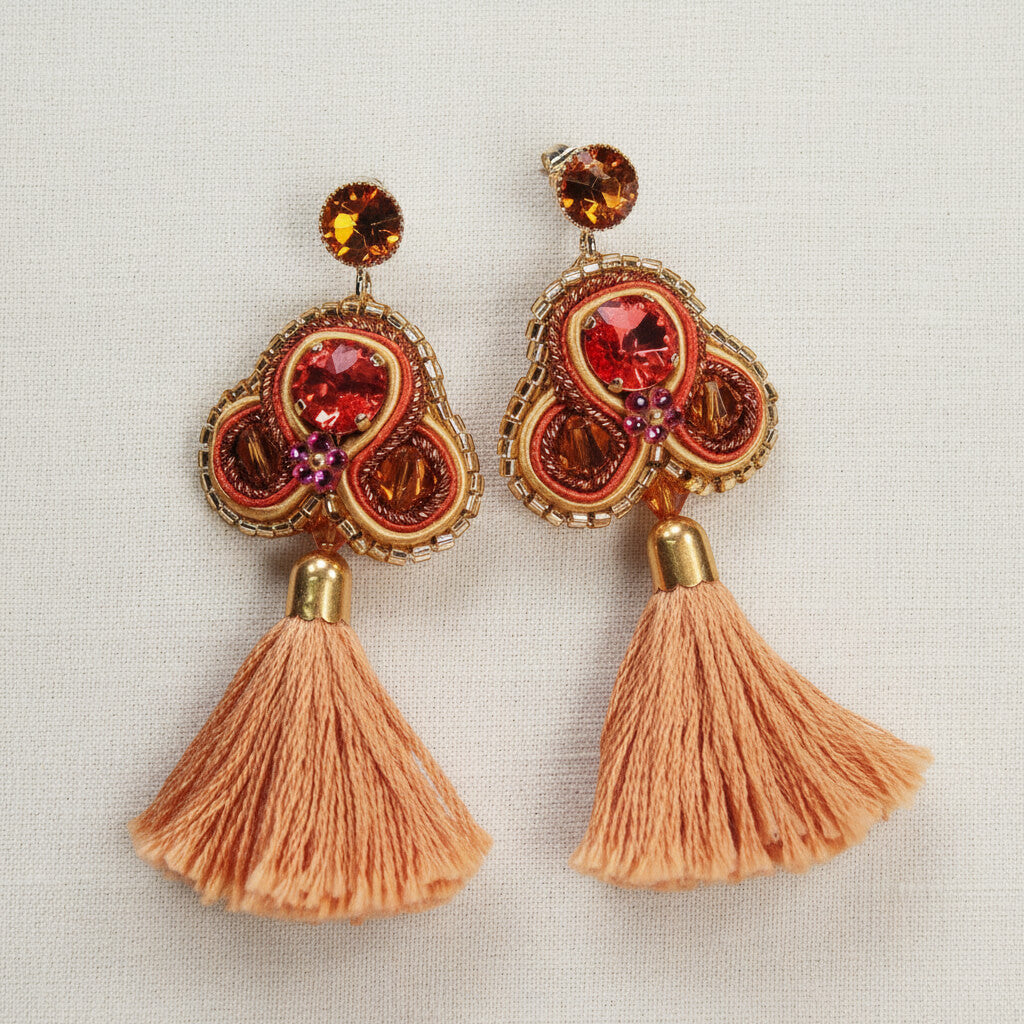 Quasten-Ohrringe aus Soutache mit Swarovski Kristallen