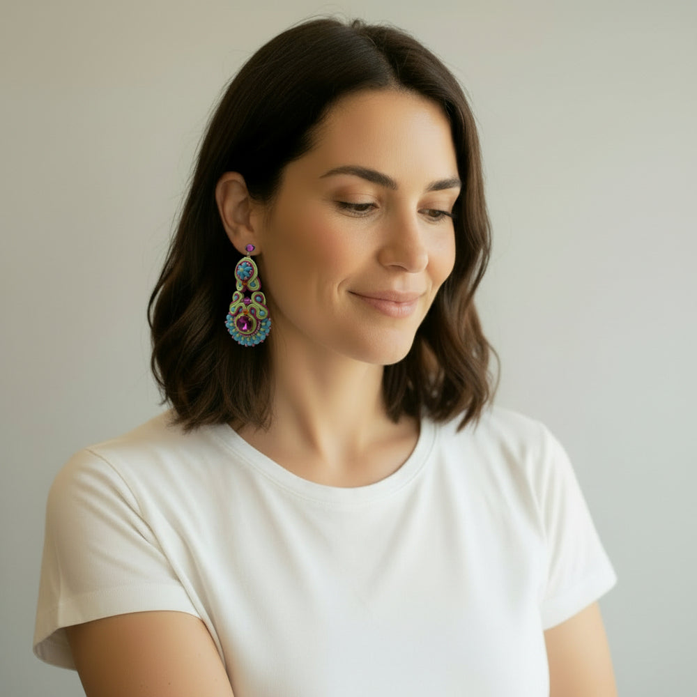 Bunte Statement Soutache Ohrringe