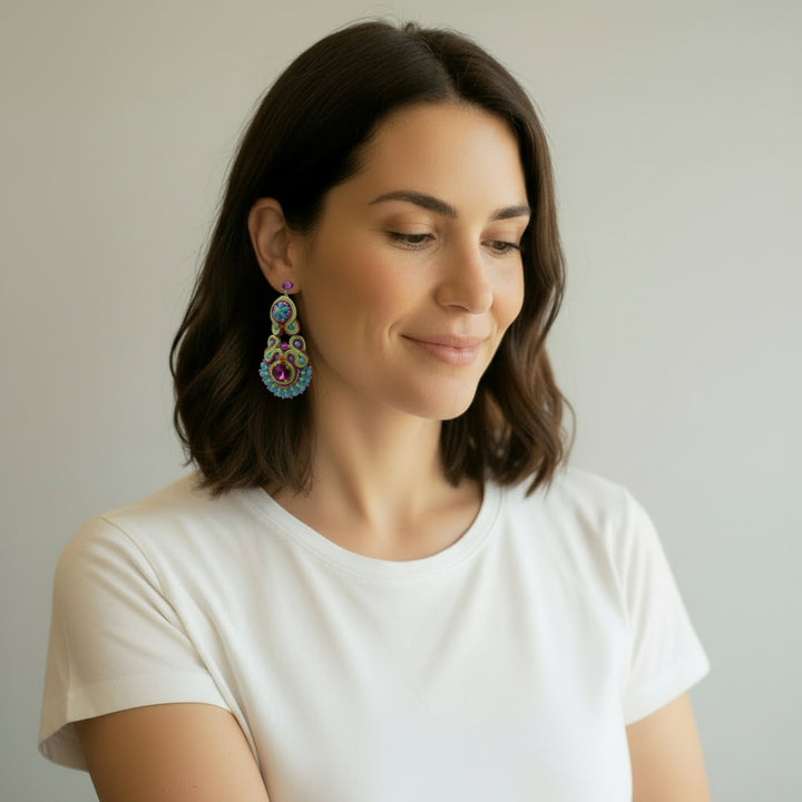 Bunte Statement Soutache Ohrringe