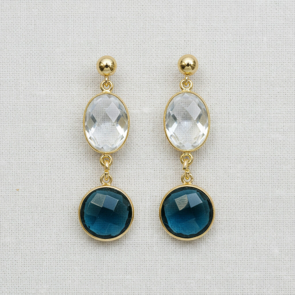 Edelstein-Ohrringe blau-weiß