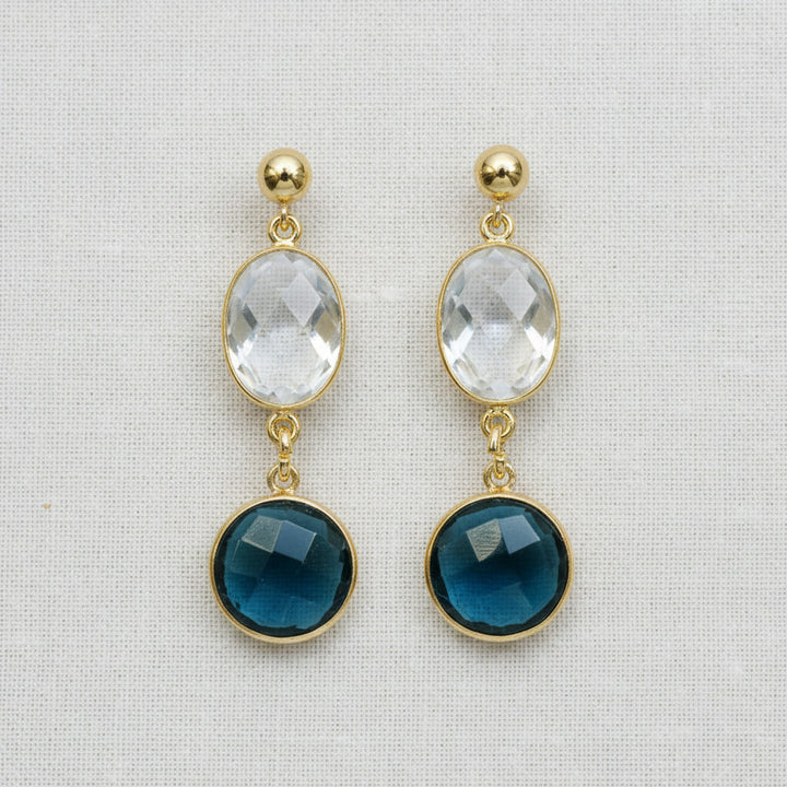 Edelstein-Ohrringe blau-weiß