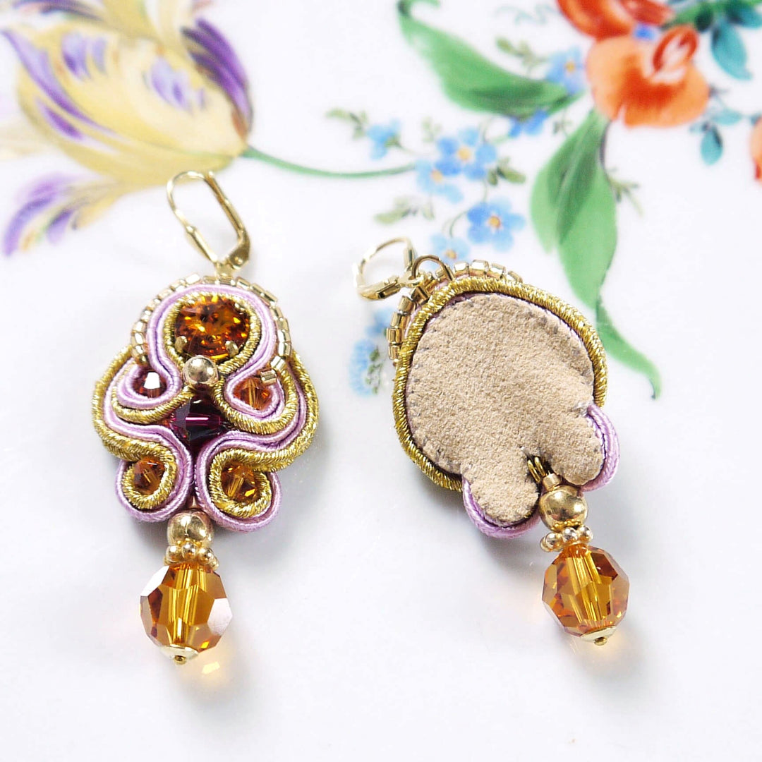 Soutache-Ohrringe Topas-Rot
