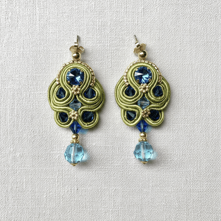 Soutache-Ohrhänger Blau-Grün