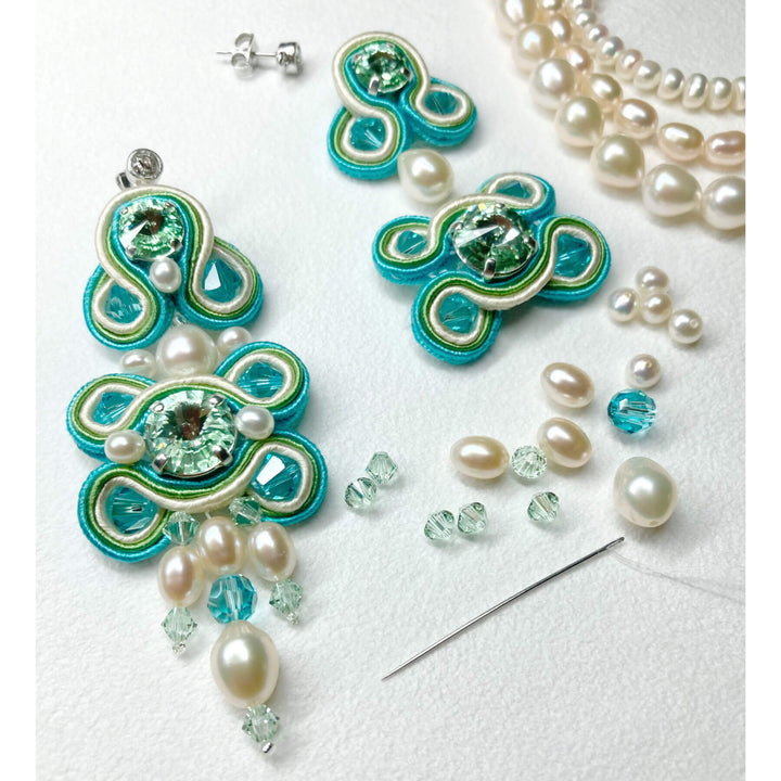 Soutache Ohrringe mit Perlen - Anfertigung von Hand