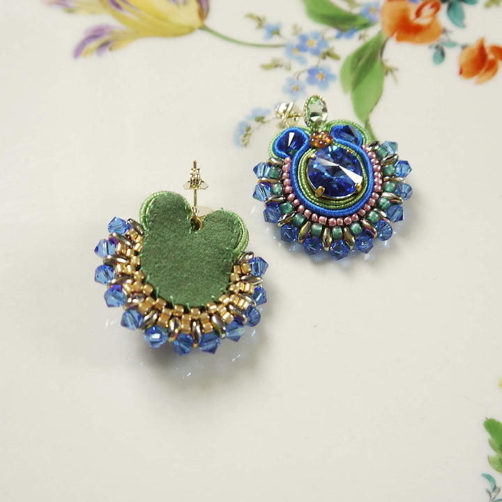 Runde Soutache Ohrringe in Blau 