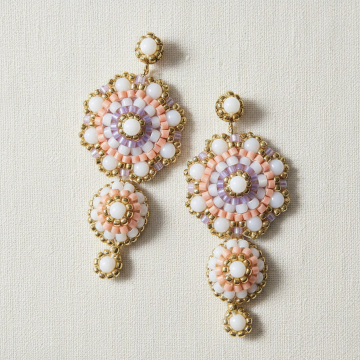 Statement Rocailles-Ohrringe in Apricot und Gold