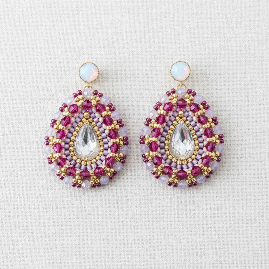 Statement Ohrringe im Bollywood-Stil in Rosa, Fuchsia und Gold