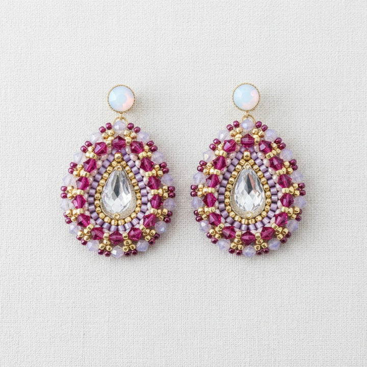Statement Ohrringe im Bollywood-Stil in Rosa, Fuchsia und Gold