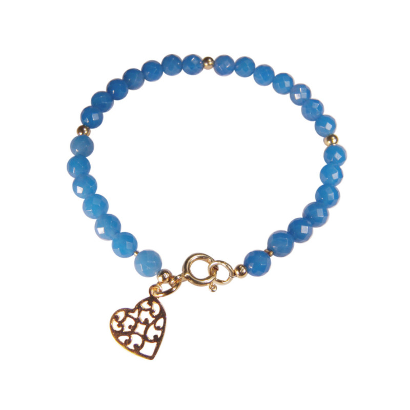 Armband mit Herz-Charm und blauem Achat Jade