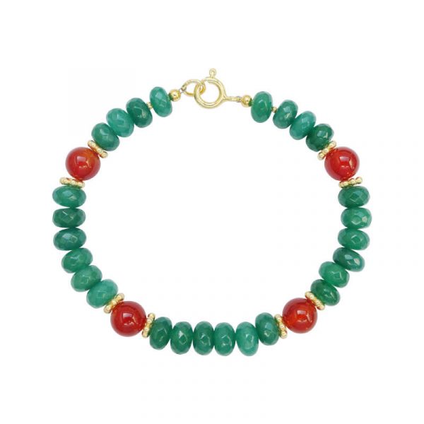 Armband mit grüner Jade und rotem Aventurin